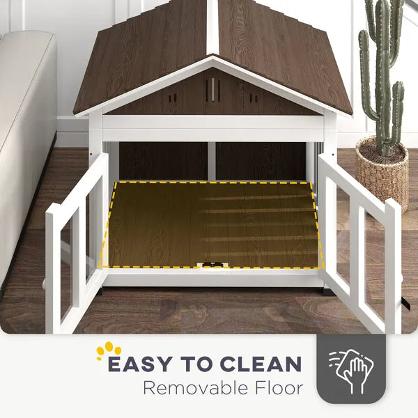 40"L Wooden Dog House Outdoor Indoor for Small, Medium, Large Dogs, with Air Vents and Elevated Removable Floor - product image 5