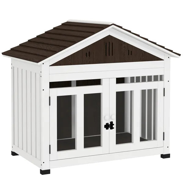 40"L Wooden Dog House Outdoor Indoor for Small, Medium, Large Dogs, with Air Vents and Elevated Removable Floor - product image 11