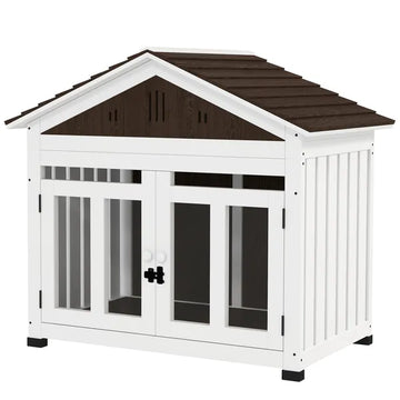 40"L Wooden Dog House Outdoor Indoor for Small, Medium, Large Dogs, with Air Vents and Elevated Removable Floor - product image 1