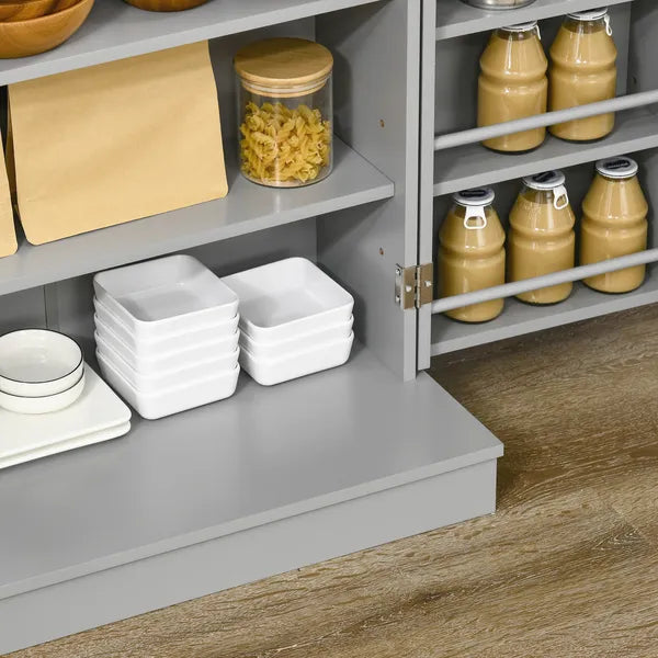 HOMCOM 41" Kitchen Pantry Storage Modern 2-Door Cabinet with 5-Tier Shelving 12 Spice Racks Adjustable Shelves Gray - product image 8
