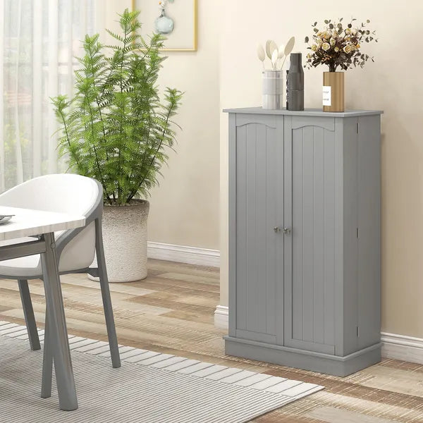 HOMCOM 41" Kitchen Pantry Storage Modern 2-Door Cabinet with 5-Tier Shelving 12 Spice Racks Adjustable Shelves Gray - product image 7