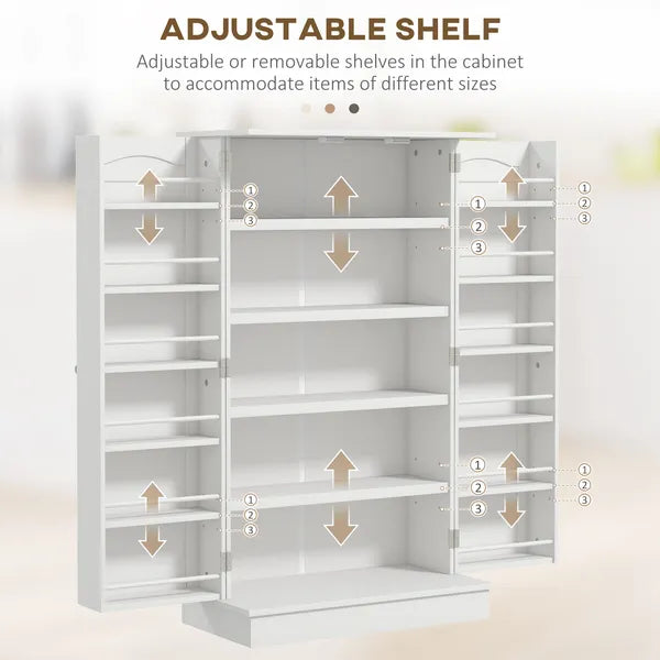 HOMCOM 41" Kitchen Sideboard Cabinet with 5-Tier Shelving 12 Spice Racks Adjustable Shelves, White - product image 5