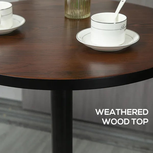 42 Bar Height Round Table Weathered Wood Top Steel Frame for Home Bar Kitchen Dining Room Brown Black - product image 5