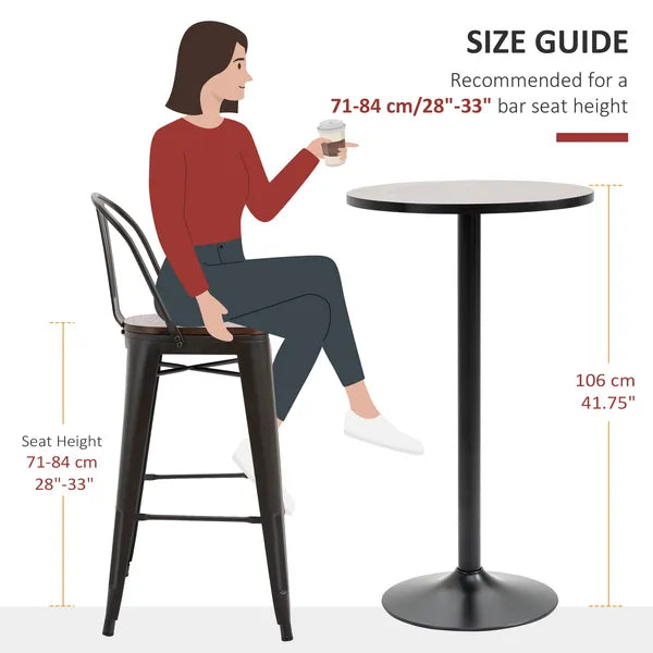 42 Bar Height Round Table Weathered Wood Top Steel Frame for Home Bar Kitchen Dining Room Brown Black - product image 7