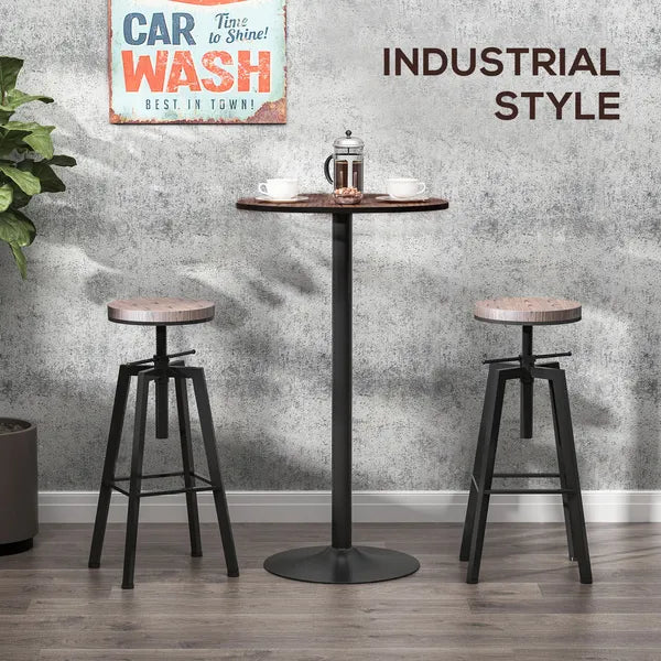42 Bar Height Round Table Weathered Wood Top Steel Frame for Home Bar Kitchen Dining Room Brown Black - product image 4