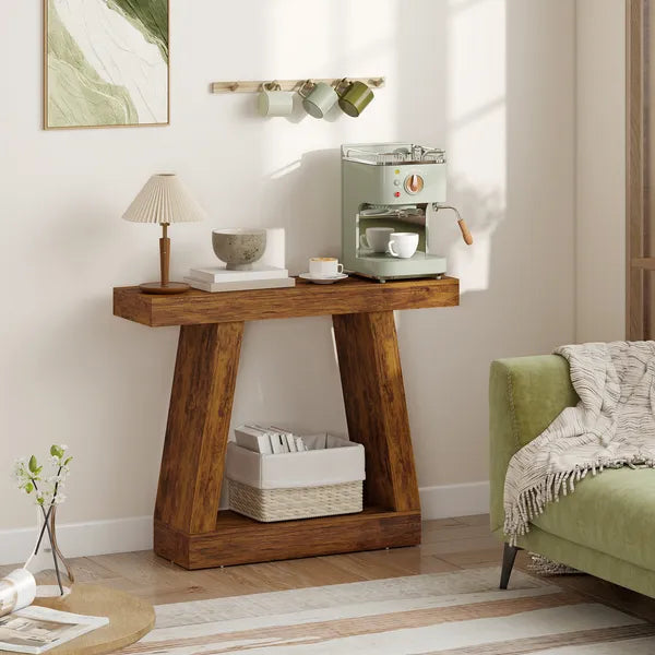 42" Farmhouse Console Table, 2-Tier Entryway Table with Storage for Hallway, Living Room, Behind Couch, Rustic Brown - product image 6