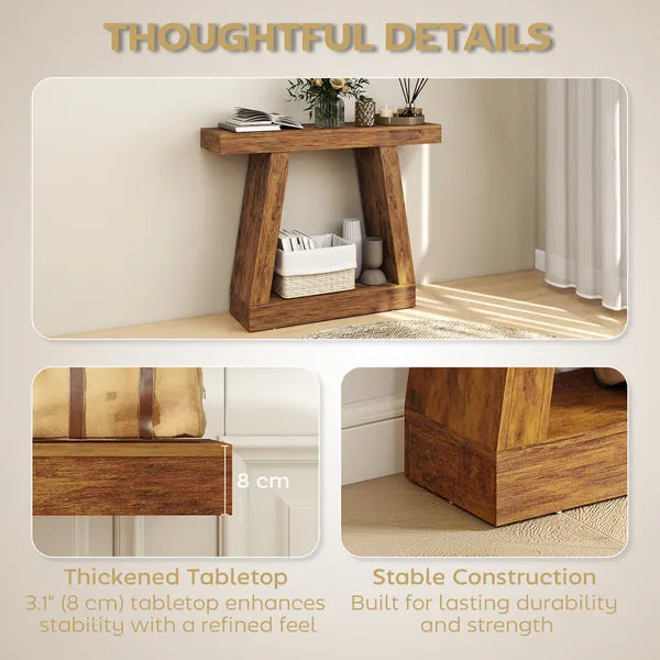 42" Farmhouse Console Table, 2-Tier Entryway Table with Storage for Hallway, Living Room, Behind Couch, Rustic Brown - product image 3