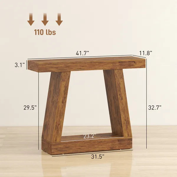42" Farmhouse Console Table, 2-Tier Entryway Table with Storage for Hallway, Living Room, Behind Couch, Rustic Brown - product image 2