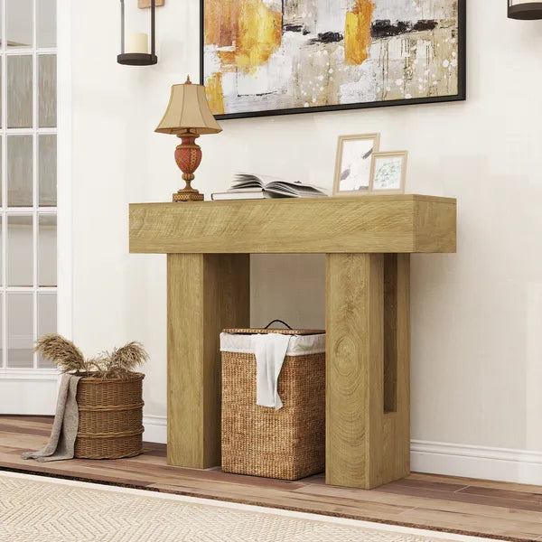 HOMCOM 42 Inch Console Table, Sofa Table Behind the Couch with Thickened Tabletop for Living Room, Hallway, Entrance, Oak - product image 6