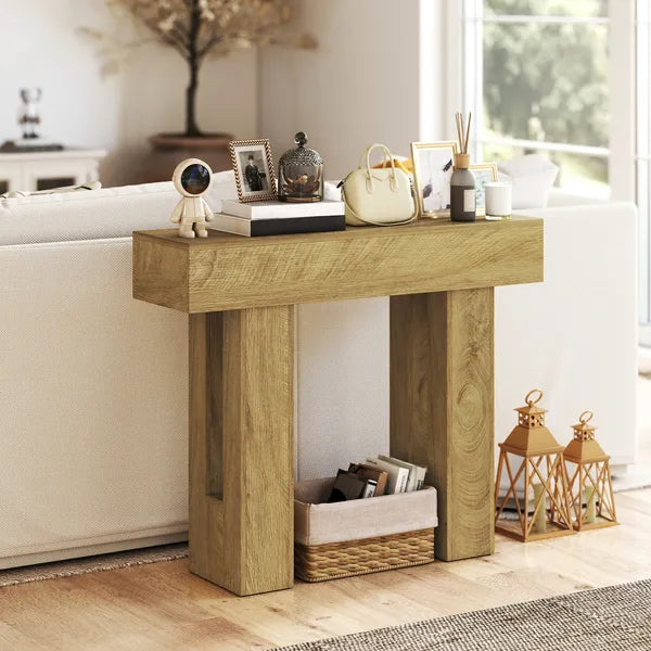 HOMCOM 42 Inch Console Table, Sofa Table Behind the Couch with Thickened Tabletop for Living Room, Hallway, Entrance, Oak - product image 5