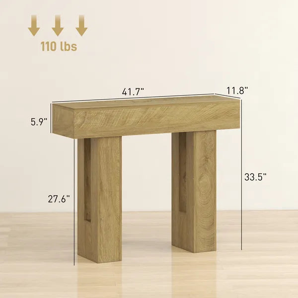 HOMCOM 42 Inch Console Table, Sofa Table Behind the Couch with Thickened Tabletop for Living Room, Hallway, Entrance, Oak - product image 2