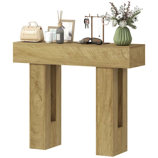 HOMCOM 42 Inch Console Table, Sofa Table Behind the Couch with Thickened Tabletop for Living Room, Hallway, Entrance, Oak - product image 1