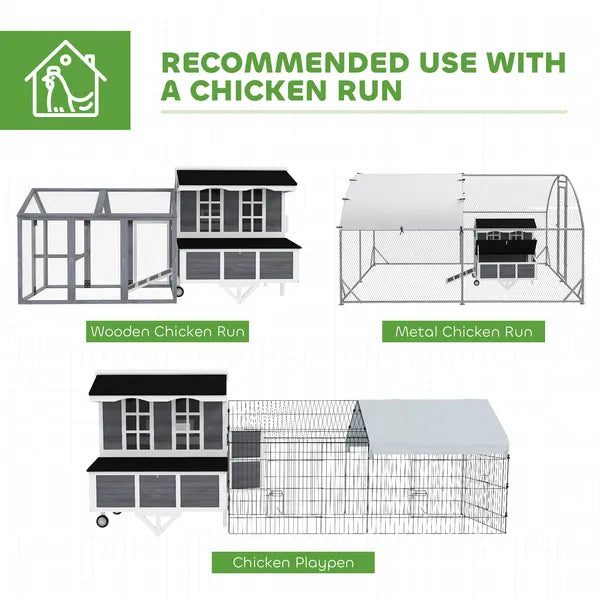 PawHut 43" Chicken Coop with Wheels, Chicken Tractor with Nesting Box, Windows, Pull-out Tray, Perches, for 2-4 Hens, Gray - product image 8