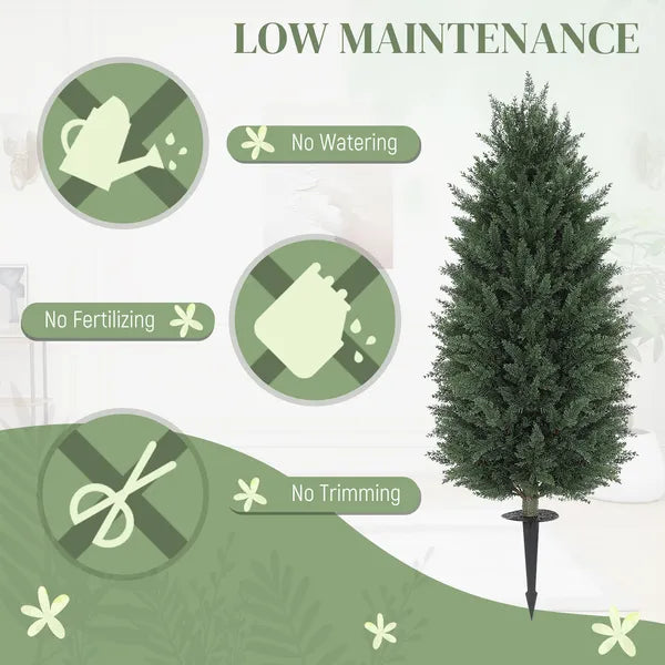 HOMCOM 43.3 Inch Set of 2 Artificial Cypress Topiary Tree, Indoor Outdoor UV Resistant Faux Plants with Ground Stake for Garden - product image 5