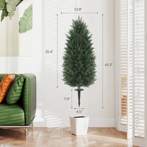 HOMCOM 43.3 Inch Set of 2 Artificial Cypress Topiary Tree, Indoor Outdoor UV Resistant Faux Plants with Ground Stake for Garden - product image 3
