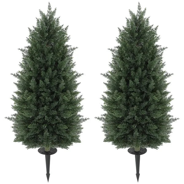 HOMCOM 43.3 Inch Set of 2 Artificial Cypress Topiary Tree, Indoor Outdoor UV Resistant Faux Plants with Ground Stake for Garden - product image 12
