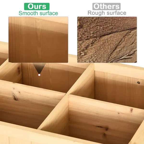 Outsunny 43x18x30in Raised Garden Bed with 8 Pockets and Shelf, Wooden Elevated Planter Box with Legs to Grow Herbs, Vegetables, and Flowers, Natural - product image 5