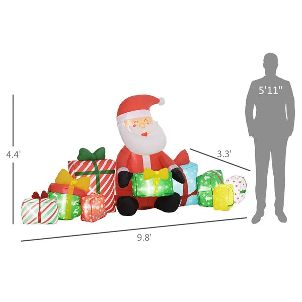 4.4' Inflatable Santa Claus and Gift Boxes with White LED Lights, Blow-Up Outdoor Display for Party - product image 3