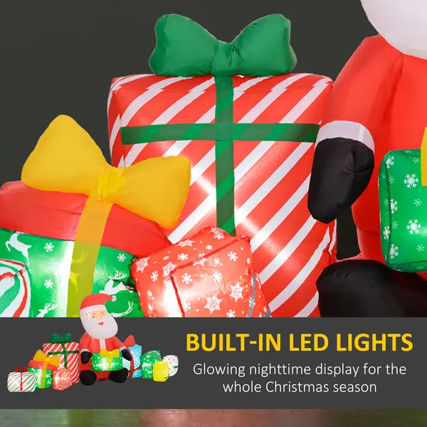 4.4' Inflatable Santa Claus and Gift Boxes with White LED Lights, Blow-Up Outdoor Display for Party - product image 4