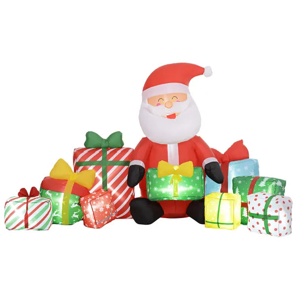 4.4' Inflatable Santa Claus and Gift Boxes with White LED Lights, Blow-Up Outdoor Display for Party - product image 11