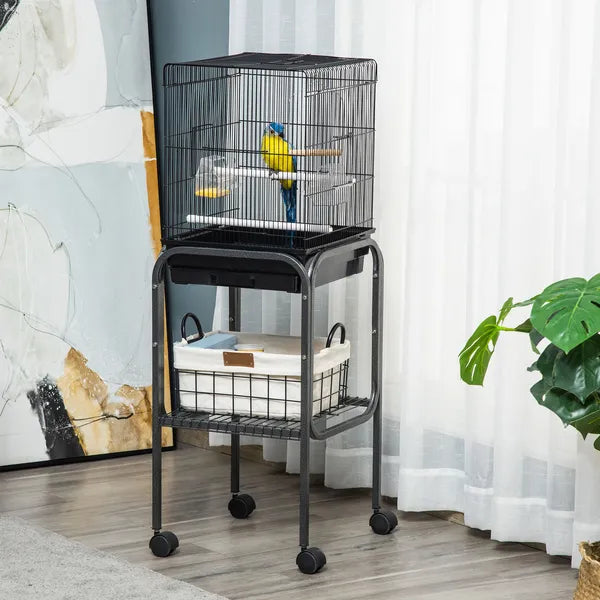 44.5 Black Metal Bird Cage with Stand Detachable Rolling Kit for Parakeets Cockatiel Canary Finch Lovebird Parrotlet - product image 9