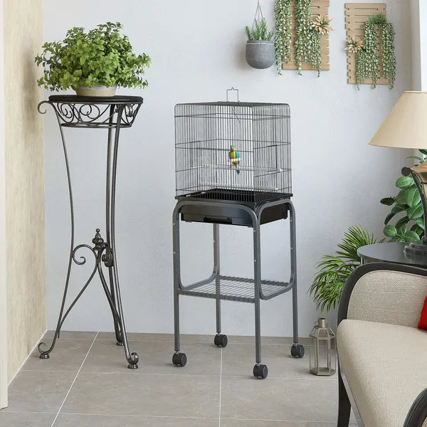 44.5 Black Metal Bird Cage with Stand Detachable Rolling Kit for Parakeets Cockatiel Canary Finch Lovebird Parrotlet - product image 10