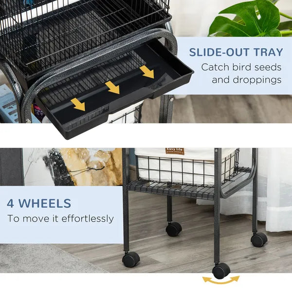 44.5 Black Metal Bird Cage with Stand Detachable Rolling Kit for Parakeets Cockatiel Canary Finch Lovebird Parrotlet - product image 6