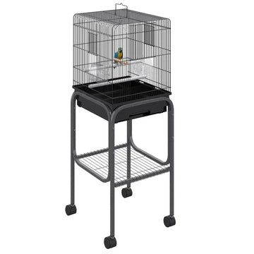 44.5 Black Metal Bird Cage with Stand Detachable Rolling Kit for Parakeets Cockatiel Canary Finch Lovebird Parrotlet - product image 1