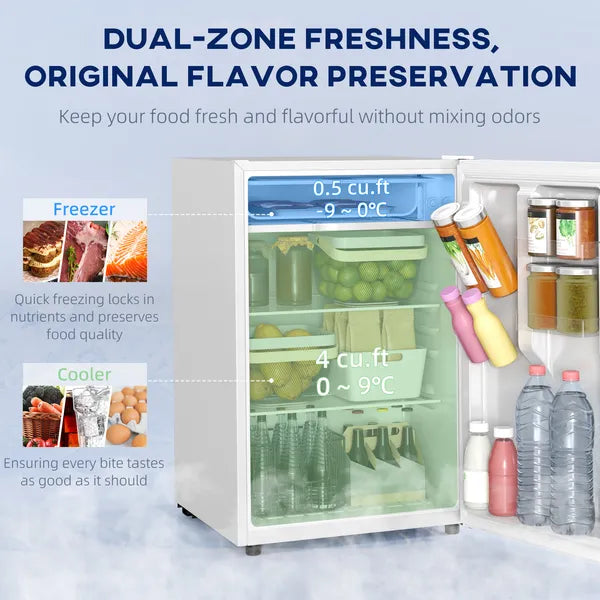 HOMCOM 4.5 Cu Ft Compact Refrigerator with 0.5 Cu Ft Freezer White - product image 2
