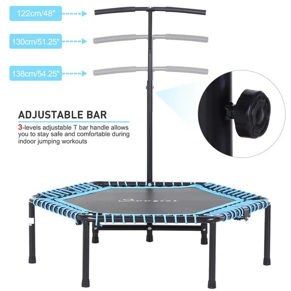 4.5 ft Foldable Fitness Trampoline with Adjustable T Bar, Blue - product image 4