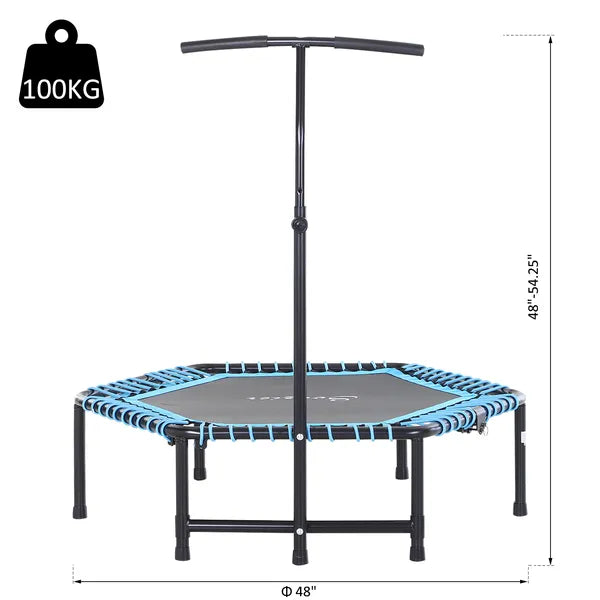 4.5 ft Foldable Fitness Trampoline with Adjustable T Bar, Blue - product image 3