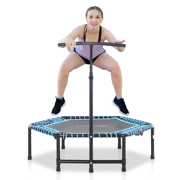 4.5 ft Foldable Fitness Trampoline with Adjustable T Bar, Blue - product image 1