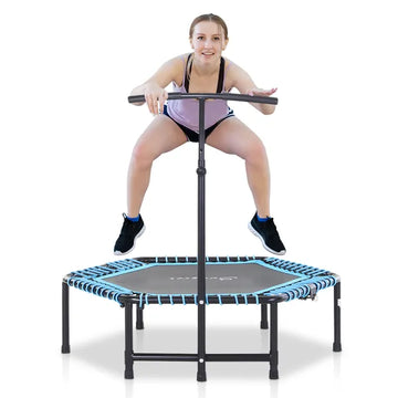 4.5 ft Foldable Fitness Trampoline with Adjustable T Bar, Blue - product image 1