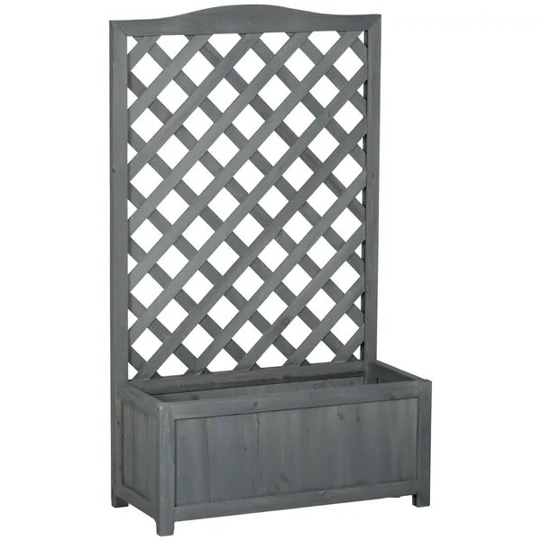 Outsunny 46 Inch Wooden Planter with Trellis, Raised Garden Bed to Grow Vegetables, Herbs, Flowers for Backyard, Patio, Gray - product image 1