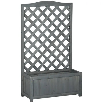 Outsunny 46 Inch Wooden Planter with Trellis, Raised Garden Bed to Grow Vegetables, Herbs, Flowers for Backyard, Patio, Gray - product image 1