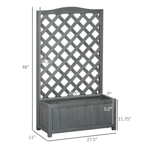 Outsunny 46 Inch Wooden Planter with Trellis, Raised Garden Bed to Grow Vegetables, Herbs, Flowers for Backyard, Patio, Gray - product image 3