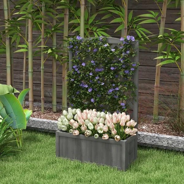 Outsunny 46 Inch Wooden Planter with Trellis, Raised Garden Bed to Grow Vegetables, Herbs, Flowers for Backyard, Patio, Gray - product image 10