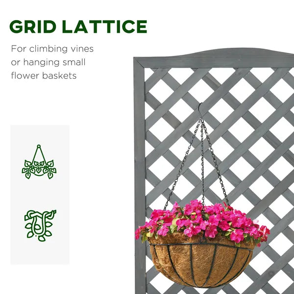 Outsunny 46 Inch Wooden Planter with Trellis, Raised Garden Bed to Grow Vegetables, Herbs, Flowers for Backyard, Patio, Gray - product image 5