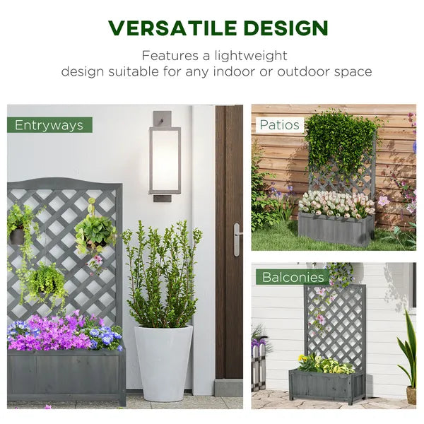 Outsunny 46 Inch Wooden Planter with Trellis, Raised Garden Bed to Grow Vegetables, Herbs, Flowers for Backyard, Patio, Gray - product image 4