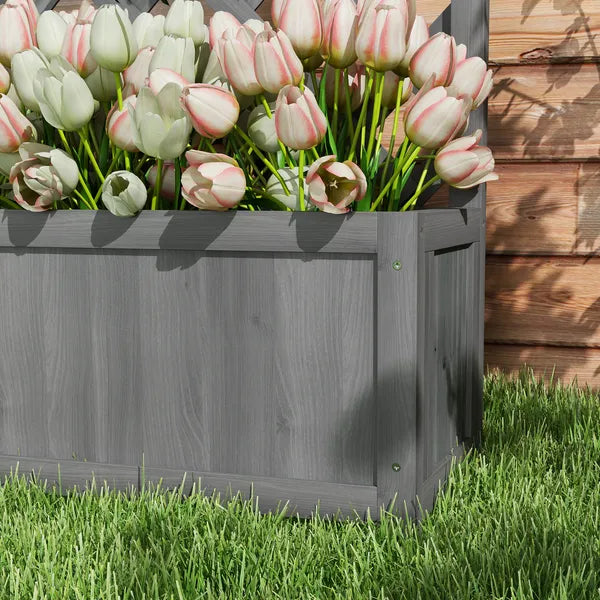 Outsunny 46 Inch Wooden Planter with Trellis, Raised Garden Bed to Grow Vegetables, Herbs, Flowers for Backyard, Patio, Gray - product image 9