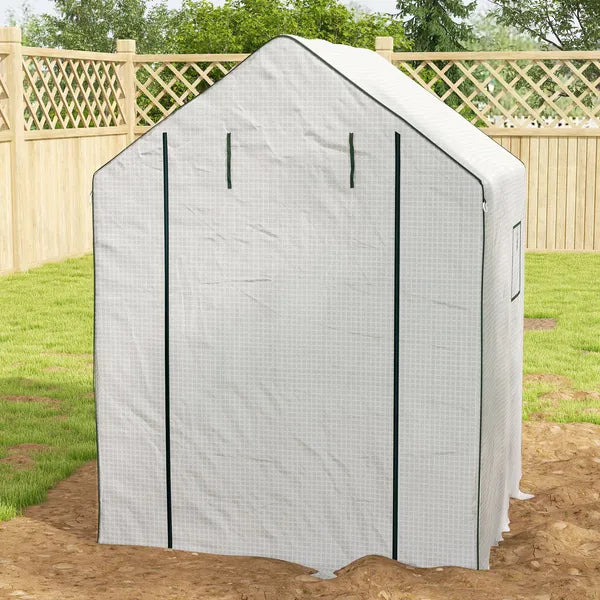 Outsunny 4.6' x 4.7' Portable Greenhouse, Water/UV Resistant Walk-In Small Outdoor Green House with 2 Tier U-Shaped Flower Rack Shelves - product image 10