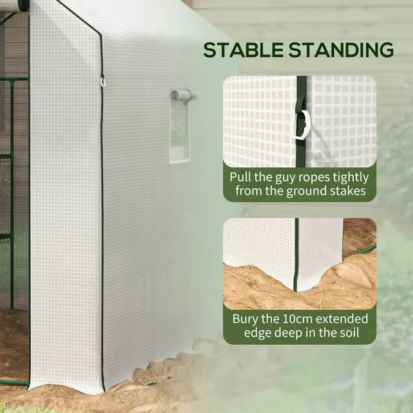 Outsunny 4.6' x 4.7' Portable Greenhouse, Water/UV Resistant Walk-In Small Outdoor Green House with 2 Tier U-Shaped Flower Rack Shelves - product image 7