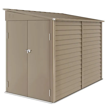 Outsunny 4.6' x 9' Outdoor Storage Shed, Lean to Garden Shed with Foundation Kit, Lockable Doors and Gloves for Patio, Lawn, Brown - product image 1