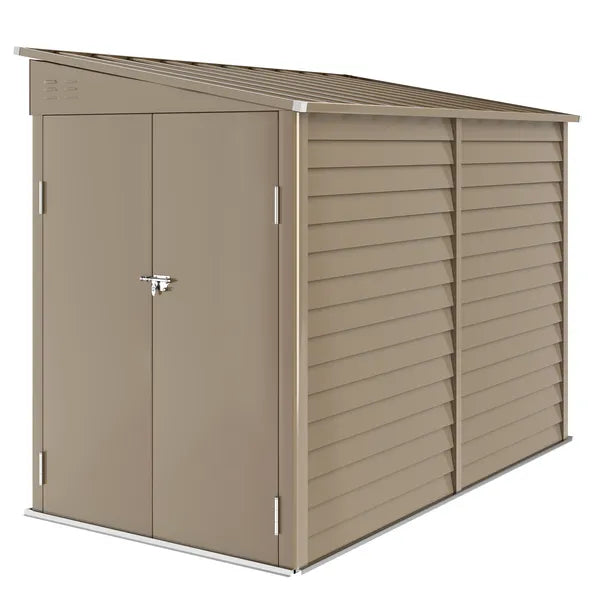 Outsunny 4.6' x 9' Outdoor Storage Shed, Lean to Garden Shed with Foundation Kit, Lockable Doors and Gloves for Patio, Lawn, Brown - product image 1