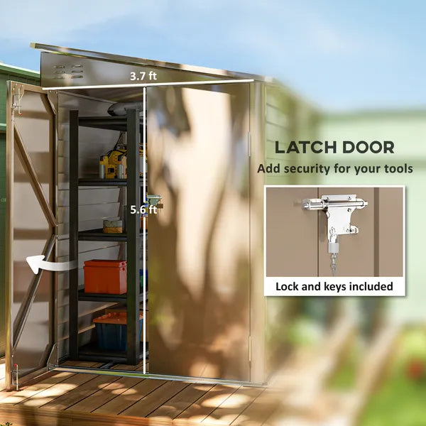 Outsunny 4.6' x 9' Outdoor Storage Shed, Lean to Garden Shed with Foundation Kit, Lockable Doors and Gloves for Patio, Lawn, Brown - product image 6