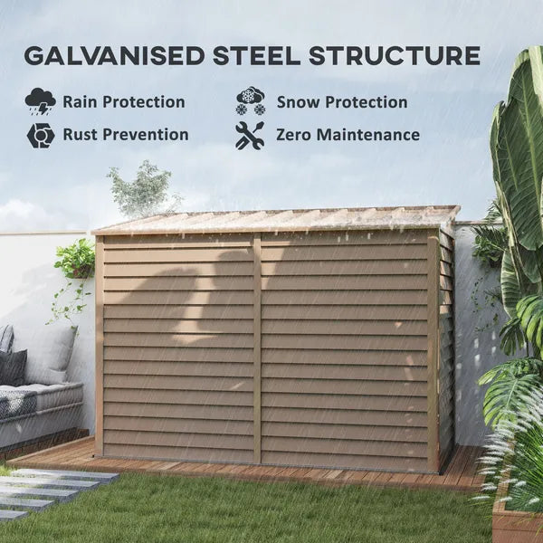 Outsunny 4.6' x 9' Outdoor Storage Shed, Lean to Garden Shed with Foundation Kit, Lockable Doors and Gloves for Patio, Lawn, Brown - product image 4