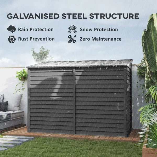 Outsunny 4.6' x 9' Outdoor Storage Shed, Lean to Metal Shed with Foundation Kit, Lockable Doors and Gloves for Patio, Lawn, Dark Gray - product image 4