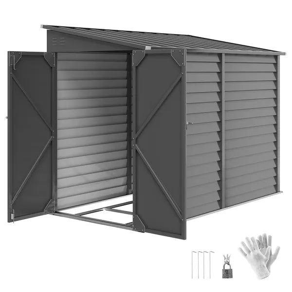 Outsunny 4.6' x 9' Outdoor Storage Shed, Lean to Metal Shed with Foundation Kit, Lockable Doors and Gloves for Patio, Lawn, Dark Gray - product image 11