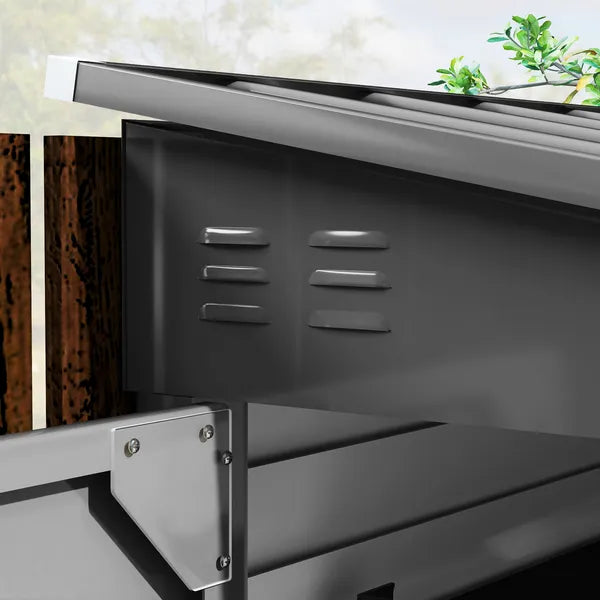 Outsunny 4.6' x 9' Outdoor Storage Shed, Lean to Metal Shed with Foundation Kit, Lockable Doors and Gloves for Patio, Lawn, Dark Gray - product image 9