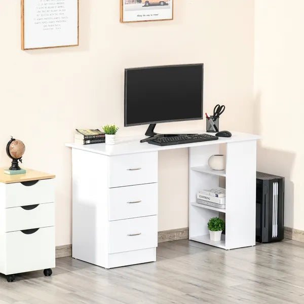 HOMCOM 47" Home Office Desk, Modern Desk with Storage with 3 Drawer and Storage Shelf, White - product image 12